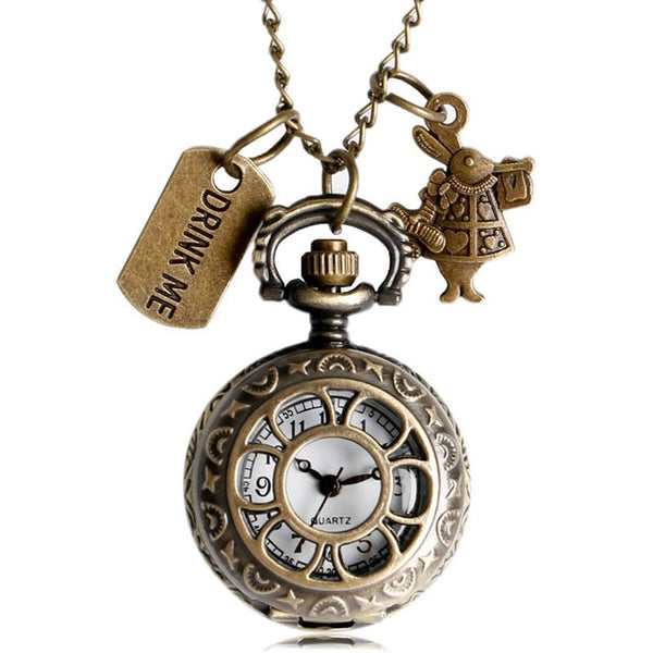 Alice In Wonderland Pocket Watch w/Charms