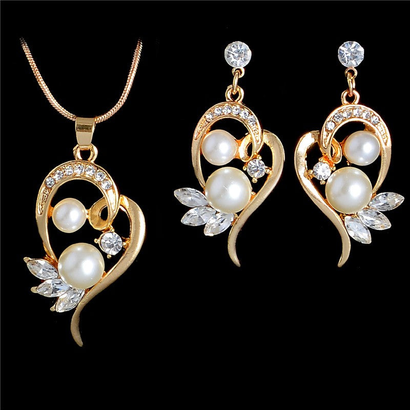 Pearl Necklace Earrings Set
