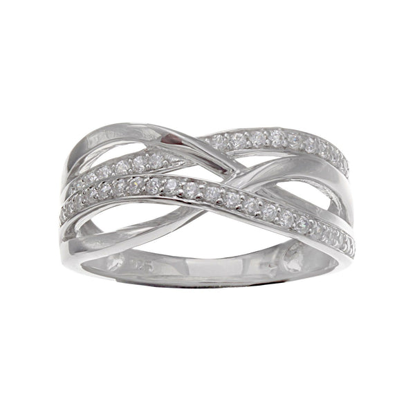 PRIMROSE Sterling Silver Cubic Zirconia Crisscross Ring