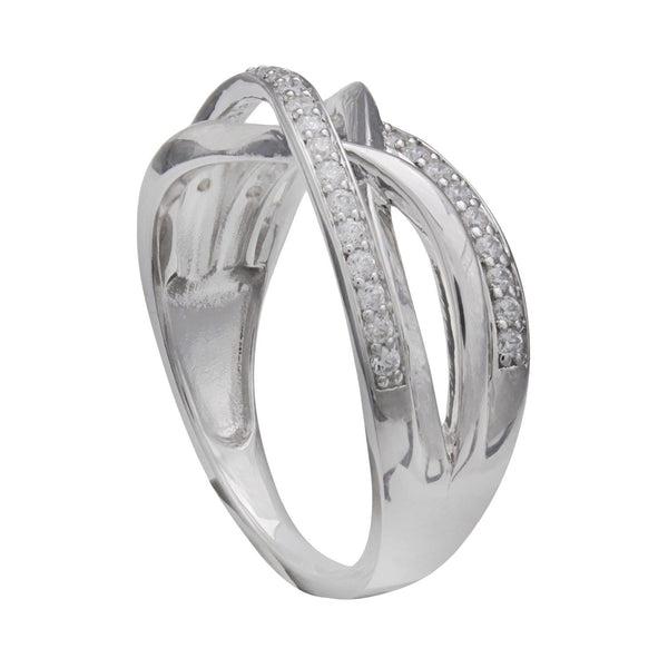 PRIMROSE Sterling Silver Cubic Zirconia Crisscross Ring