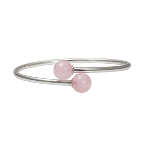 Sterling Silver Rose Quartz Bypass Bangle Bracelet