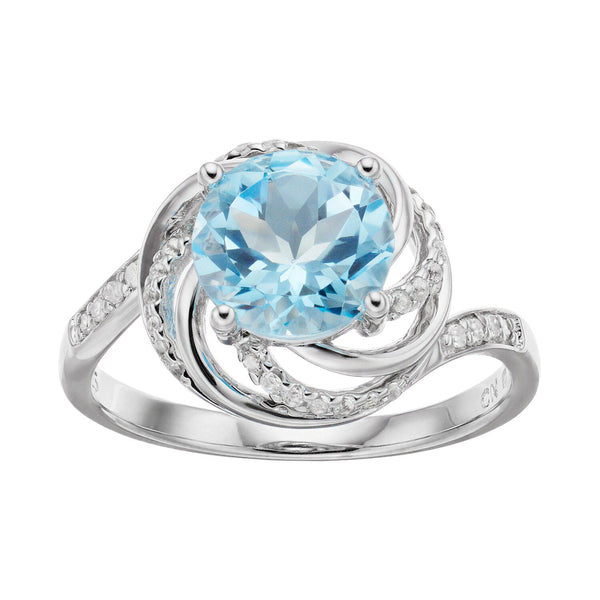 Stella Grace Sterling Silver Blue & White Topaz Swirl Ring