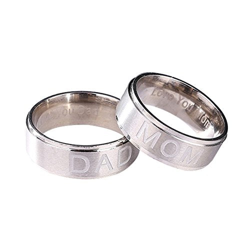 Fashion Mom/Dad Stainless Steel Carving Ring