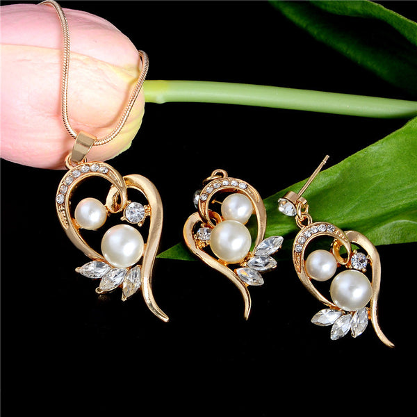 Pearl Necklace Earrings Set