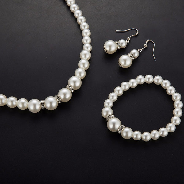 New Simulated Pearl Wedding Jewelry Set