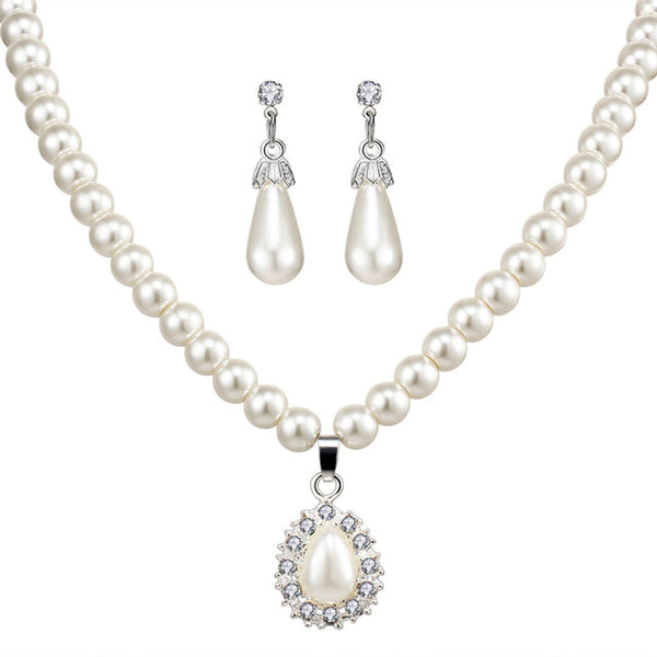 Water Drop Pearl Stud Jewelry Set