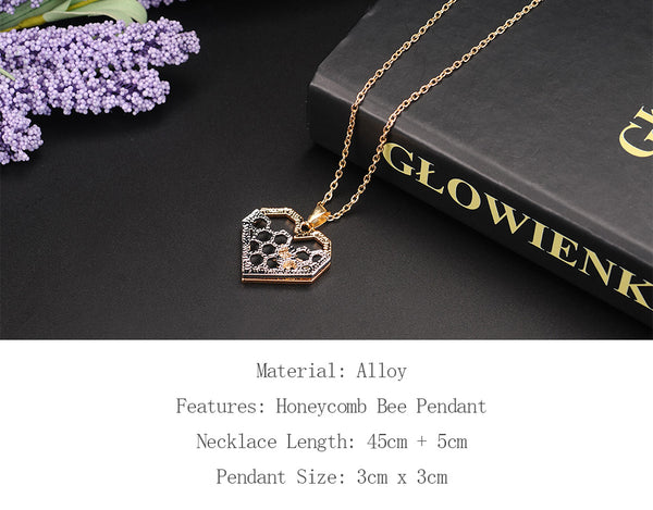 Honeycomb Bee Pendant Necklace